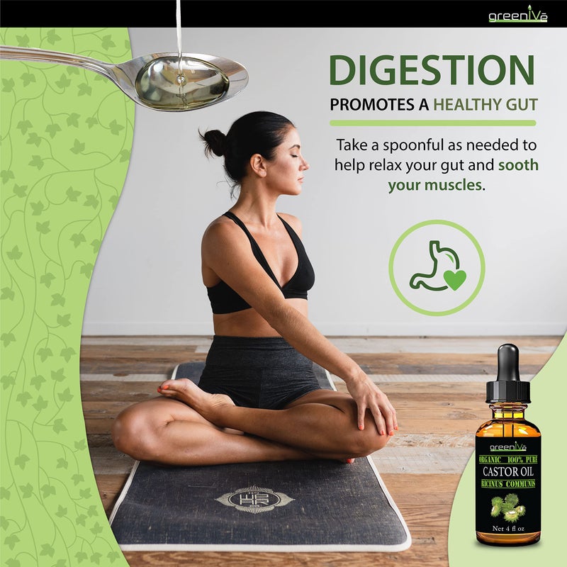 GreenIVe Castor Oil Organically Grown 100% Pure 128oz (1 Gallon) Bottle Cold Pressed, Hexane Free, Eyelash and Eybrow Growth Serum, Skin Moisturizer Detox and Wraps - Image 5